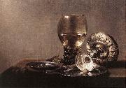 CLAESZ, Pieter Still-life with Wine Glass and Silver Bowl dsf Spain oil painting artist